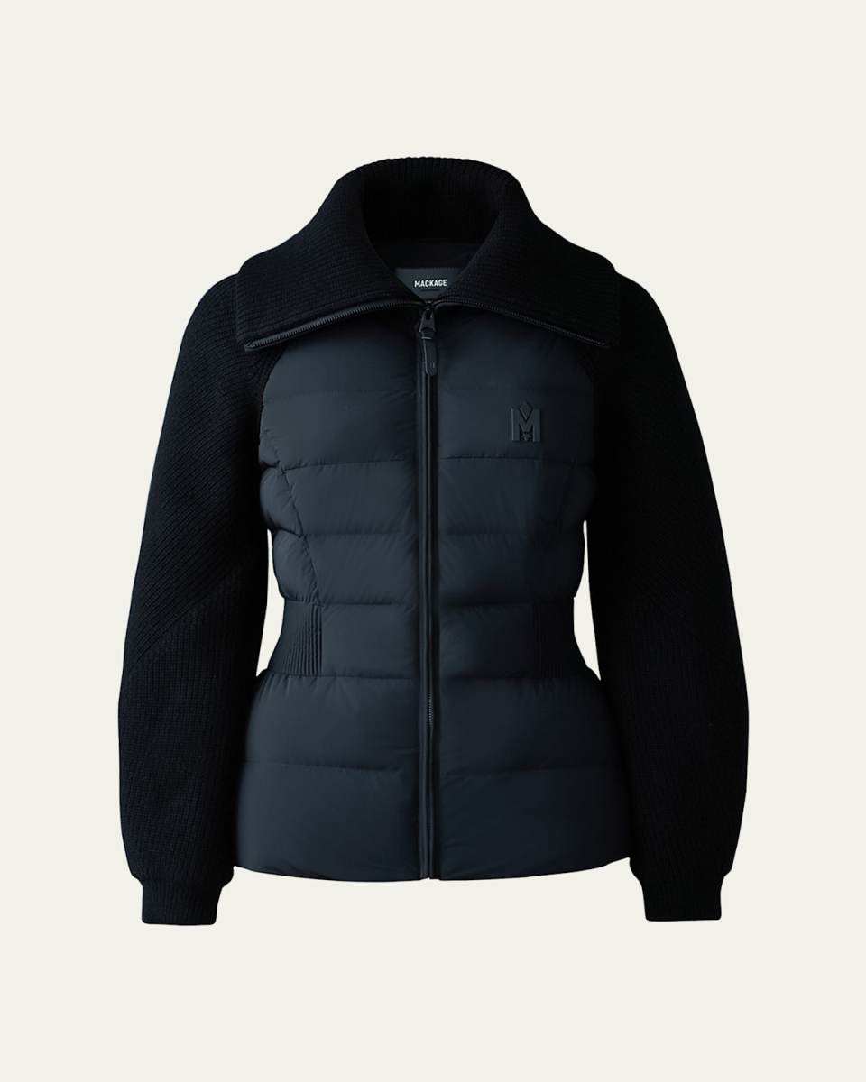 Foxy Light Down Mixed-Media Jacket